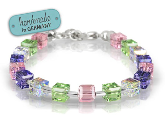 Edelstahl Armband mit Swarovski-Kristall , Hämatit - 21 cm