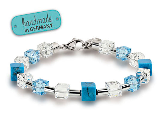 Edelstahl Armband mit Swarovski-Kristall , Hämatit - 18+3 cm