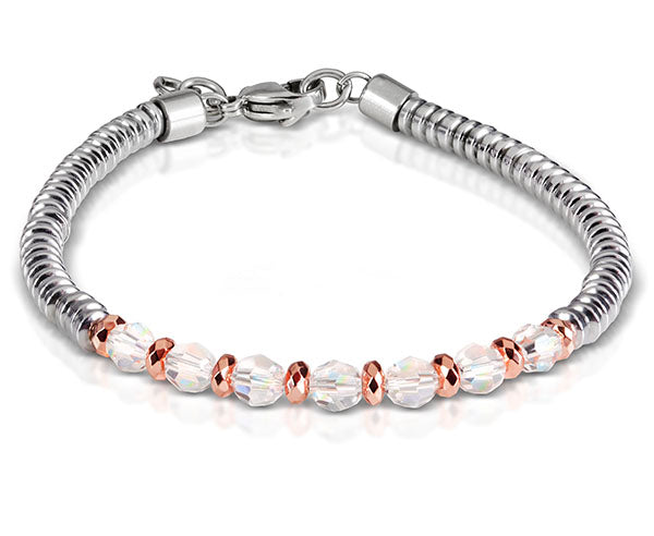 Edelstahl Armband mit Swarovski-Kristall , Hämatin - 18 + 3,5 cm