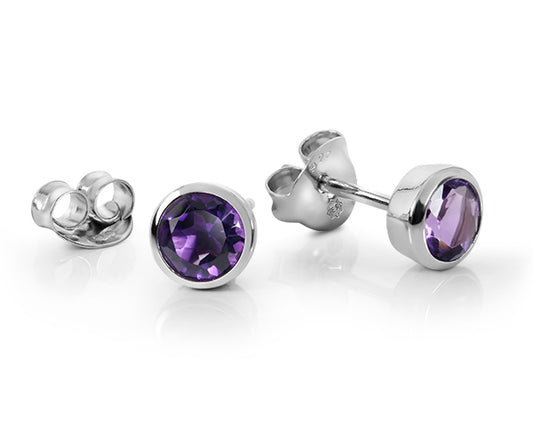 925 Sterling Silber Ohrstecker mit Amethyst