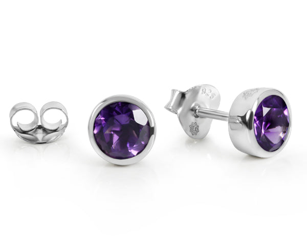 925 Sterling Silber Ohrstecker mit Amethyst