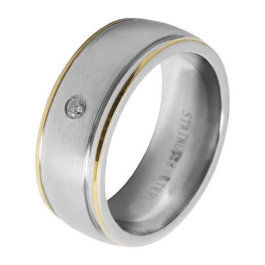 Damen Ring aus Edelstahl mit Strass Steinchen