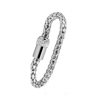 Damen Armband – Kugelarmband aus Edelstahl mit Strass Steinchen 19,5 cm
