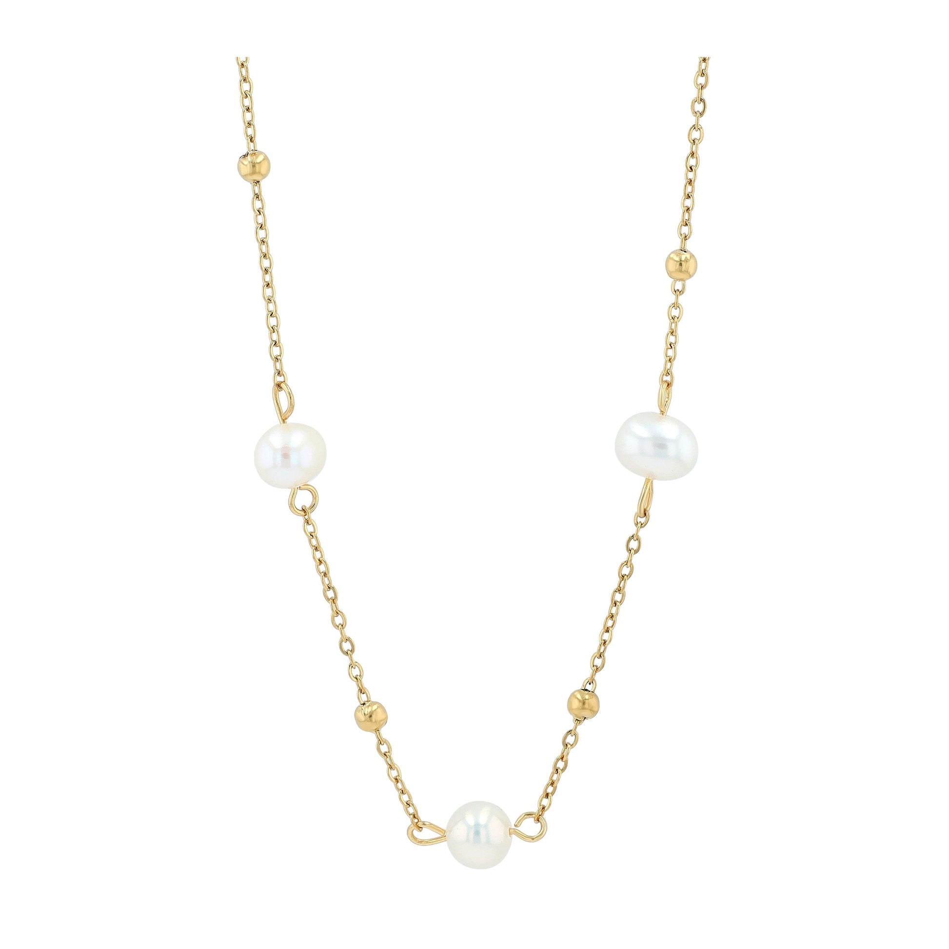 Damen Halskette aus Edelstahl mit Süßwasserperle 40+5