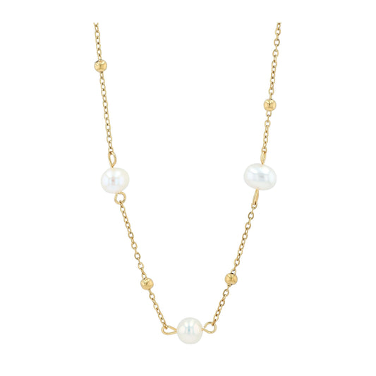 Damen Halskette aus Edelstahl mit Süßwasserperle 40+5