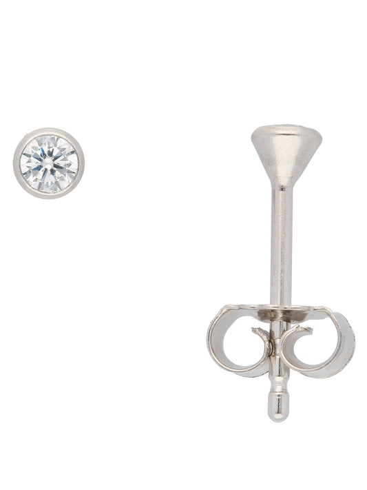 Adelia´s 585 Weißgold Ohrringe   Ohrstecker mit Zirkonia Ø 3 mm