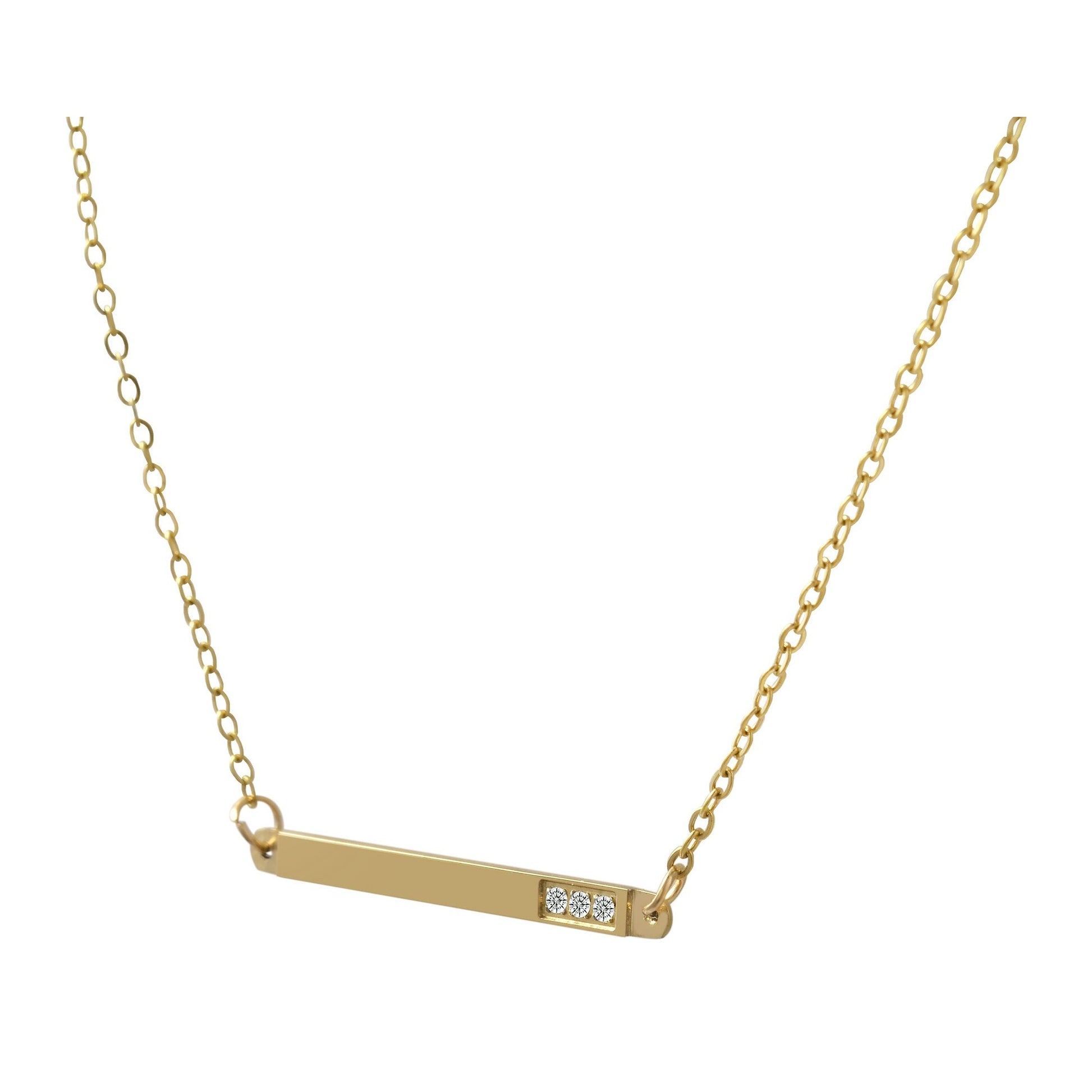 Damen Halskette aus Edelstahl mit Strass Steinchen 43 cm