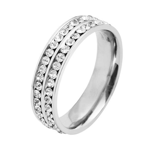 Damen Ring aus Edelstahl mit Strass Steinchen