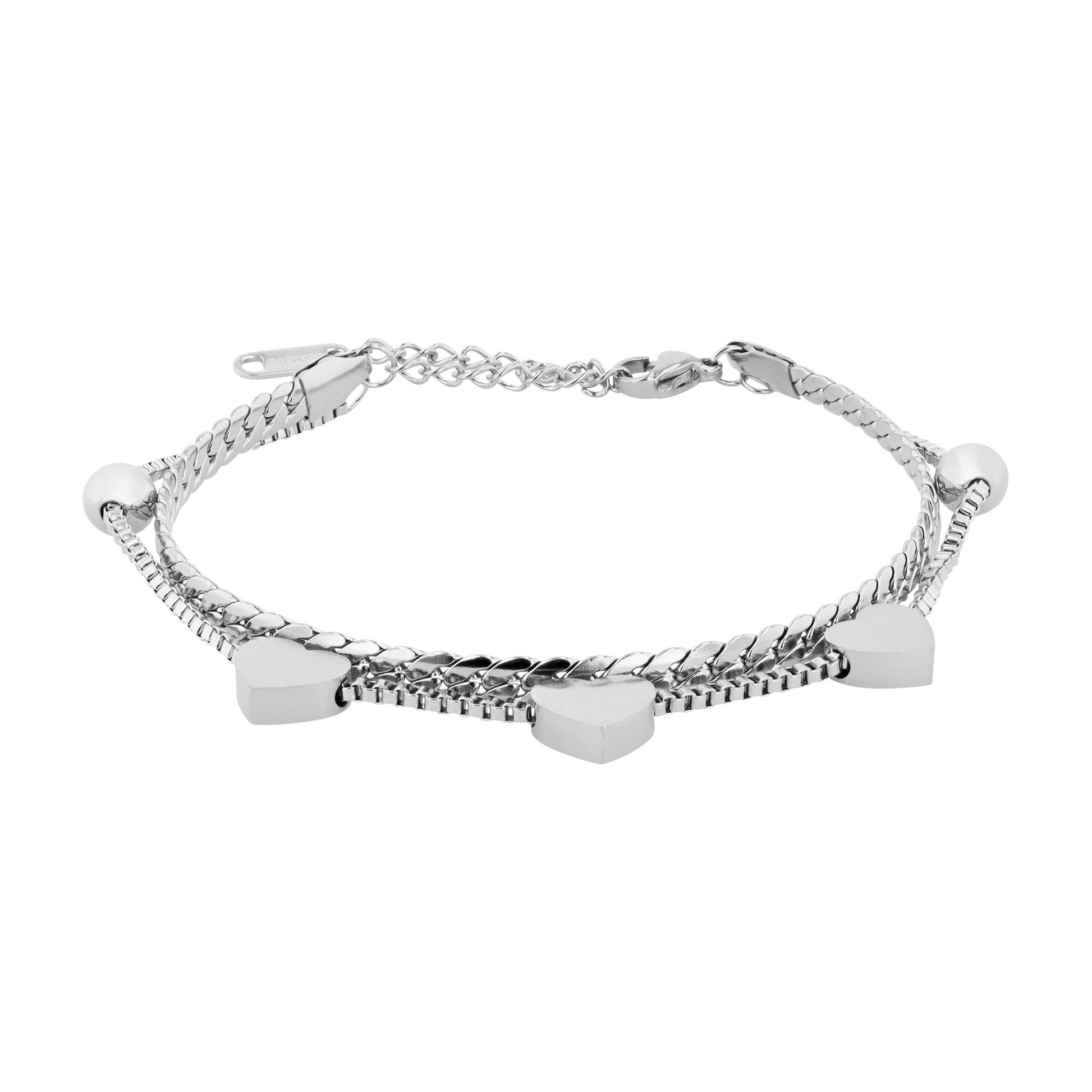 Damen Armband – Herz aus Edelstahl 17+5 cm