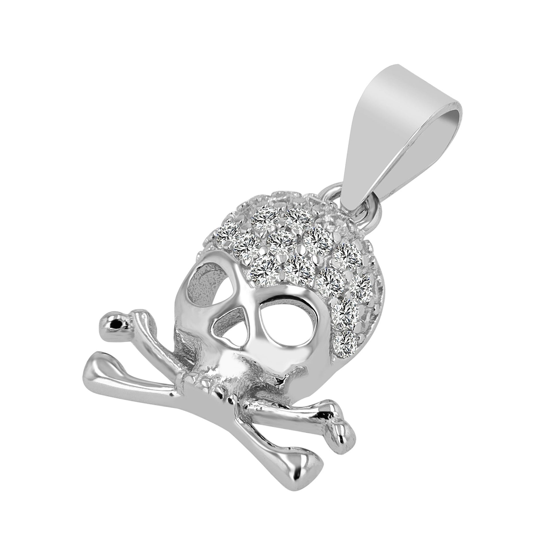 Damen Anhänger – Totenkopfanhänger aus 925 Silber mit Zirkonia