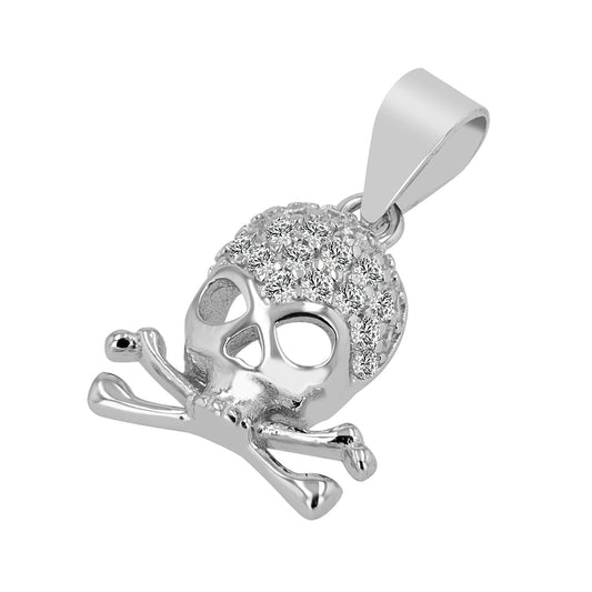 Damen Anhänger – Totenkopfanhänger aus 925 Silber mit Zirkonia