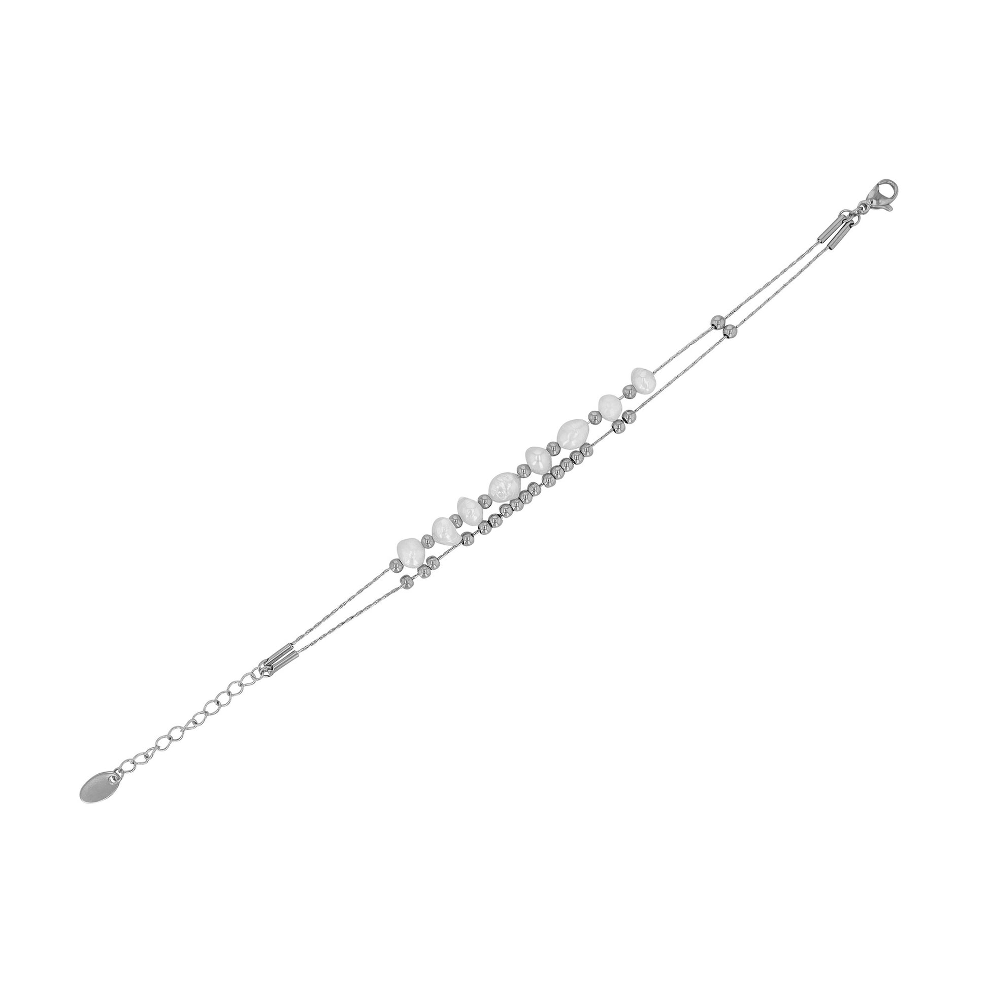 Damen Armband aus Edelstahl mit Süßwasserperle 17+5 cm
