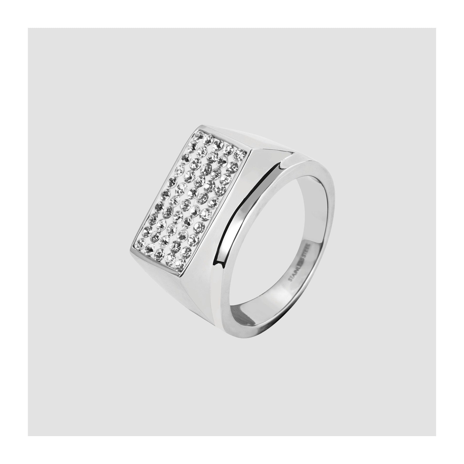 Herren Ring aus Edelstahl mit Strass