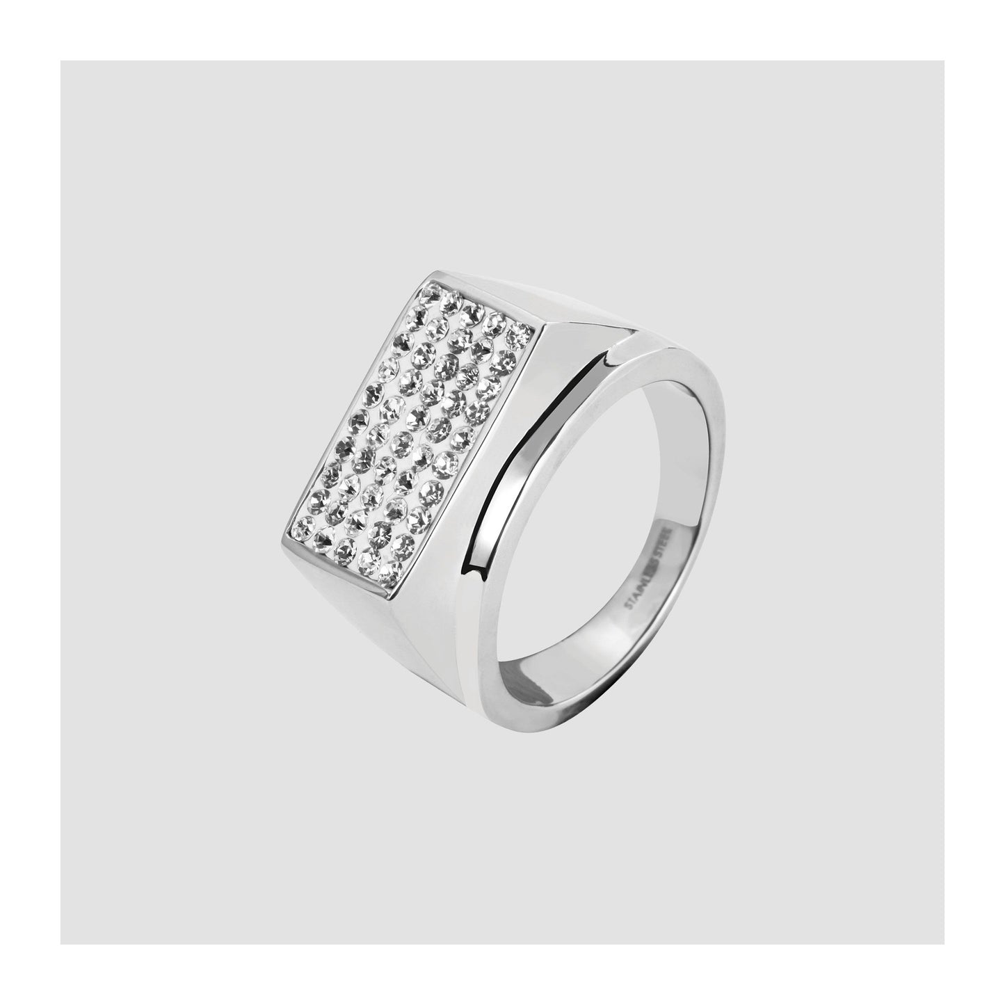 Herren Ring aus Edelstahl mit Strass