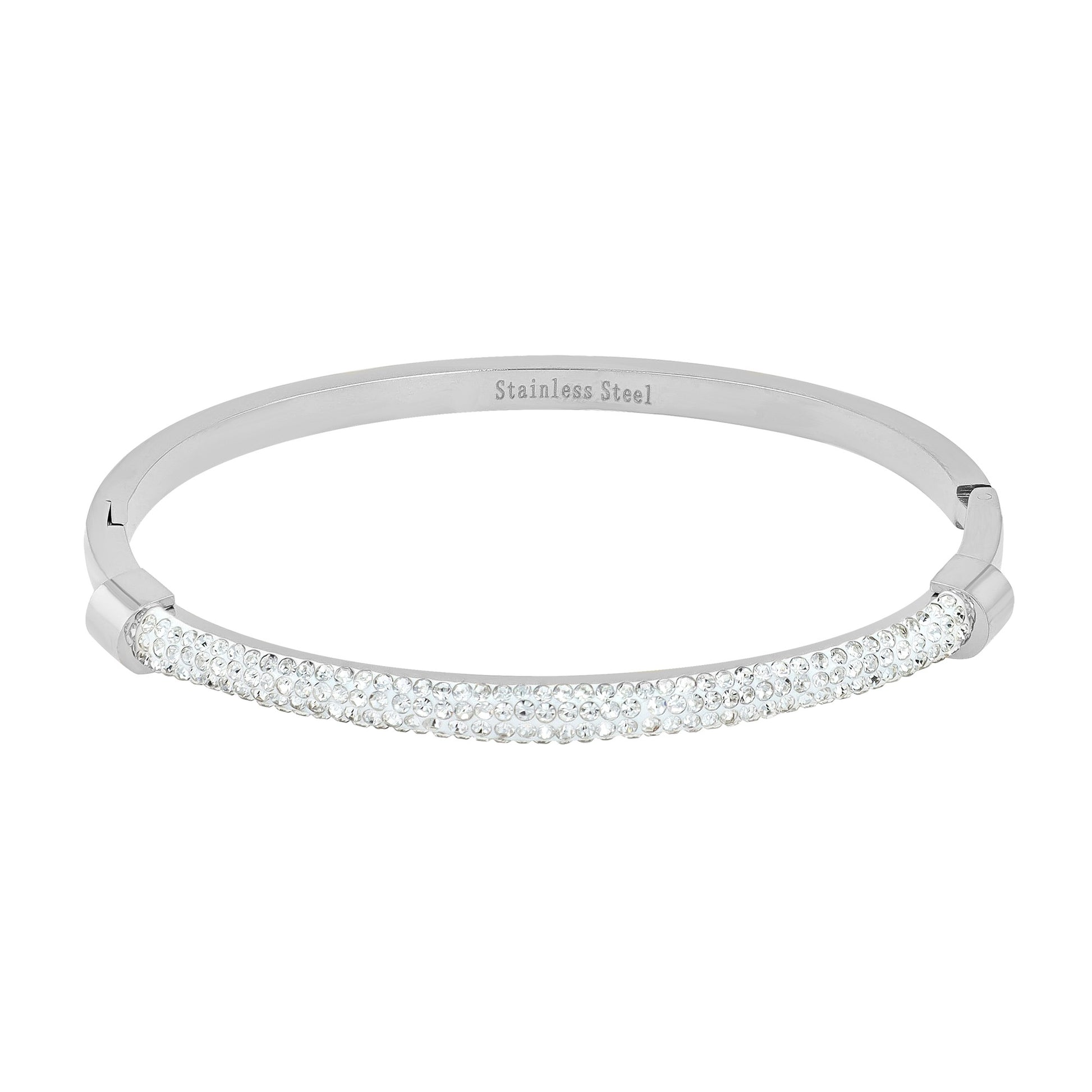 Damen Armband – Armreif aus Edelstahl mit Strass Steinchen Ø 6,0 cm cm
