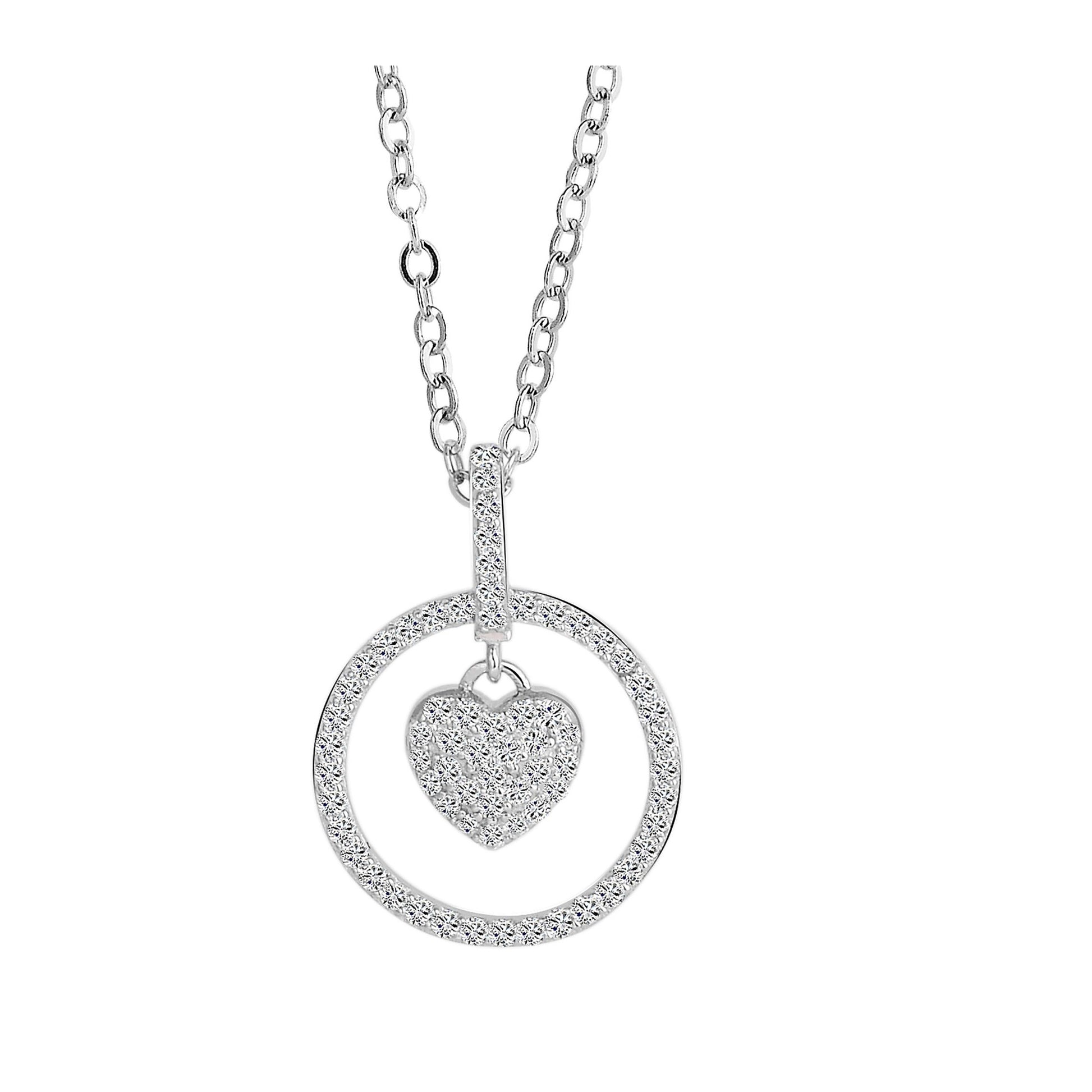 Damen Halskette – Herz aus 925 Silber mit Zirkonia 45 cm