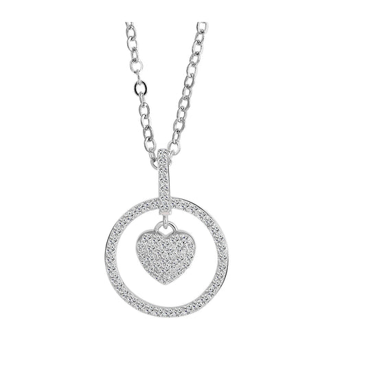 Damen Halskette – Herz aus 925 Silber mit Zirkonia 45 cm