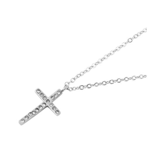 Damen Halskette mit Anhänger – Kreuz aus Edelstahl