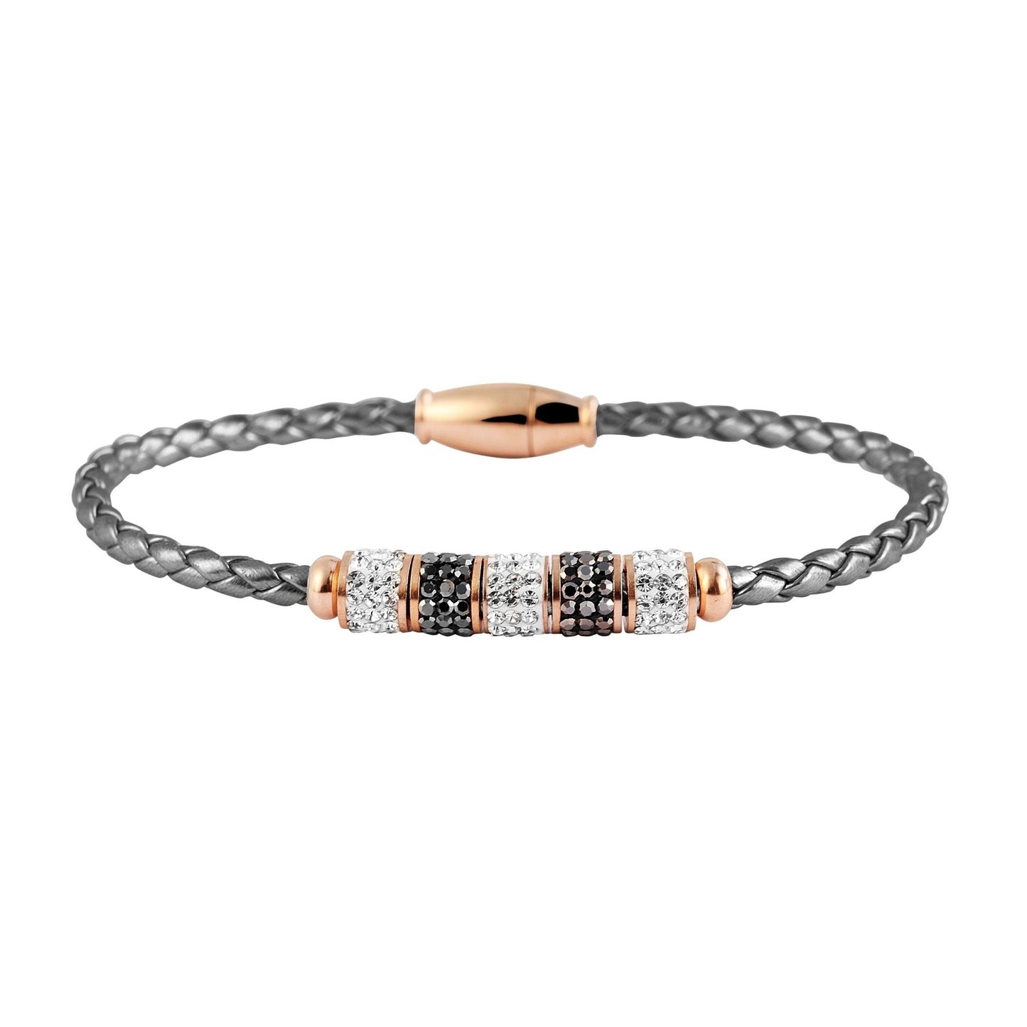 Damen Armband aus Leder mit Strass Steinchen 19 cm