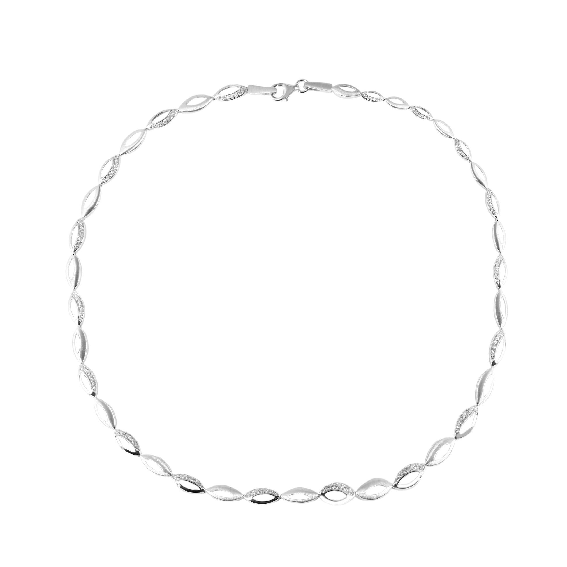 Damen Halskette aus 925 Silber mit Zirkonia 45 cm