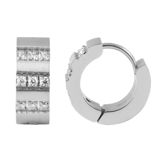 Damen Ohrringe – Klappcreole aus Edelstahl mit Strass Steinchen