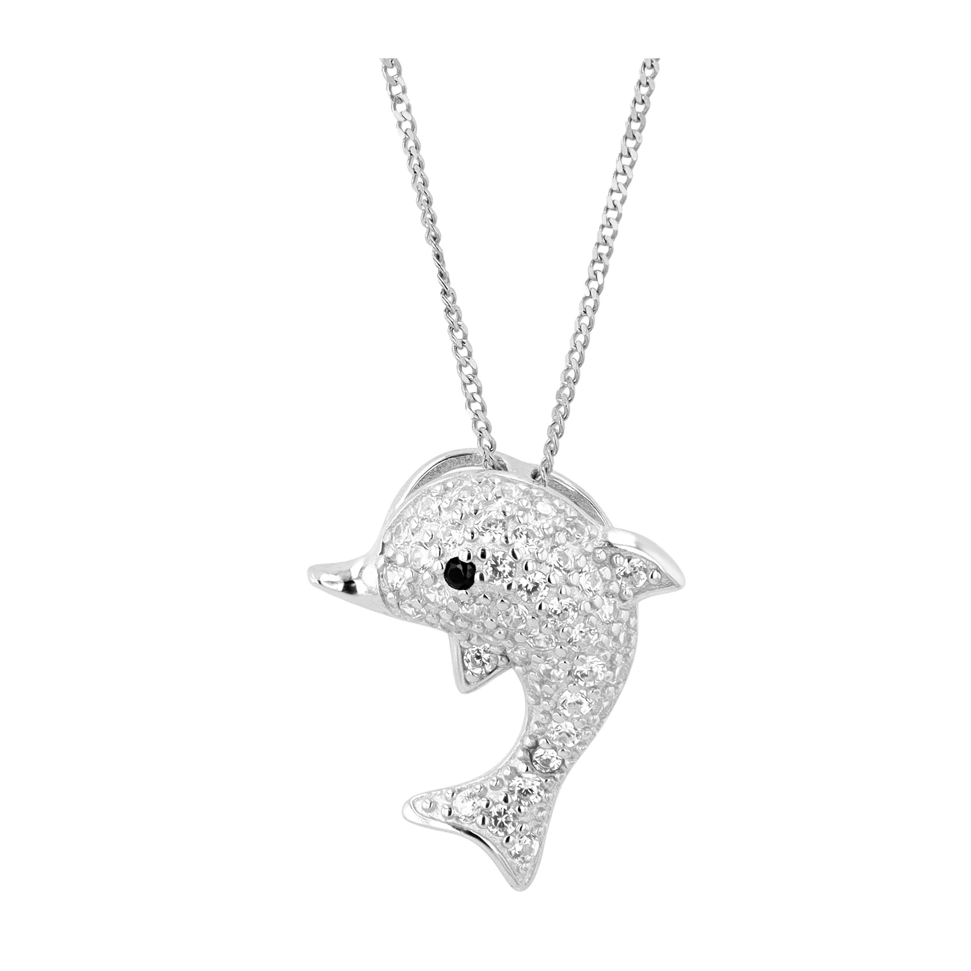 Kinder Anhänger – Delfin Anhänger aus 925 Silber mit Zirkonia