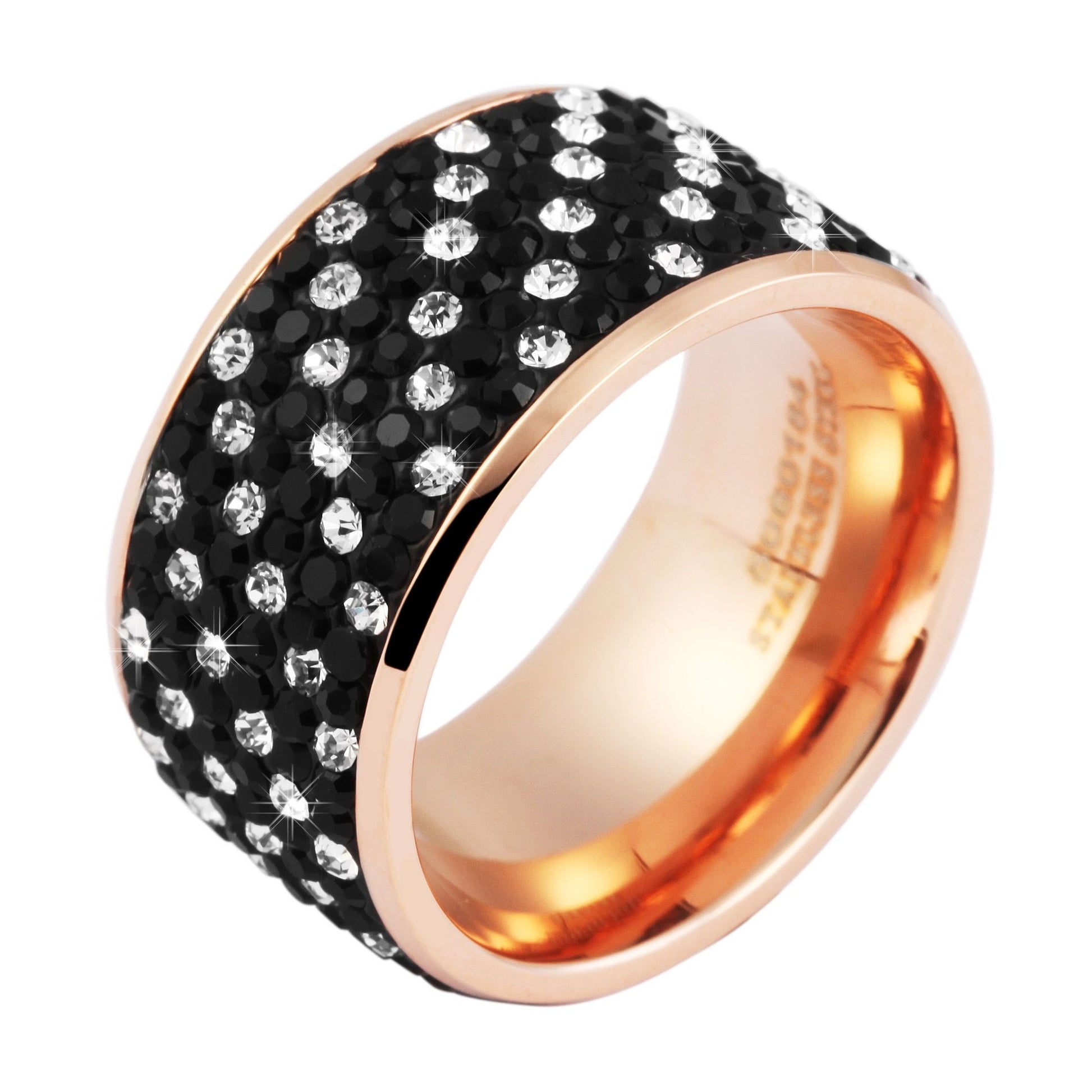 Damen Ring aus Edelstahl mit Strass Steinchen