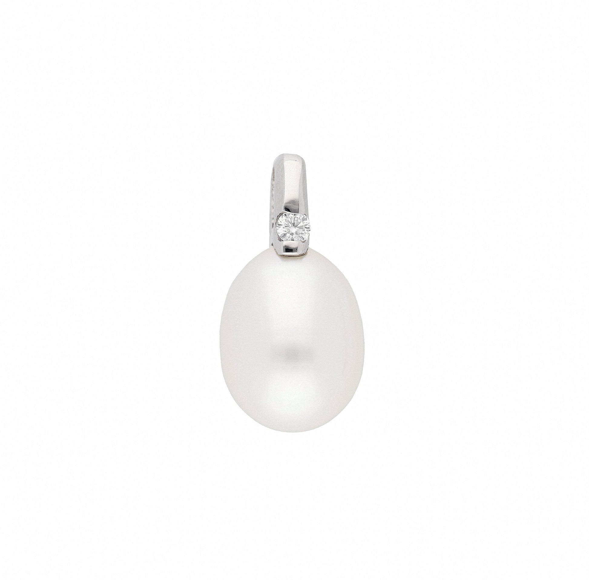 Adelia´s 585 Weißgold Anhänger mit Diamant und Süßwasserperle