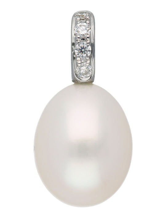 Adelia´s 585 Weißgold Anhänger mit Diamant und Süßwasserperle