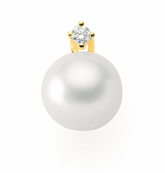 Adelia´s 585 Gold Anhänger mit Diamant und Süßwasserperle Ø 9,2 mm