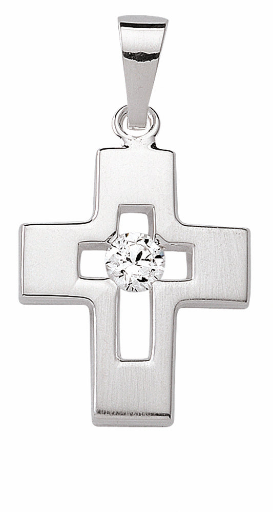 Adelia´s 925 Silber Kreuz Anhänger mit Zirkonia