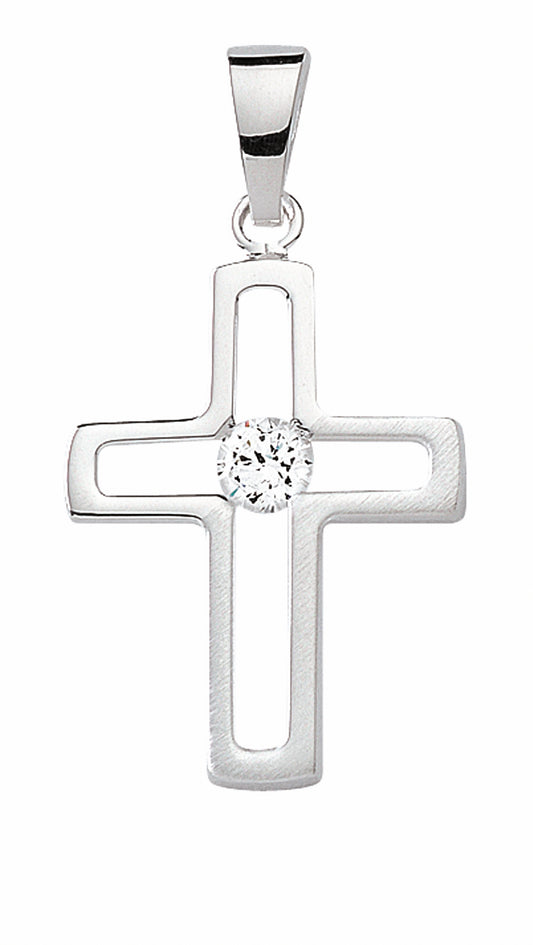 Adelia´s 925 Silber Kreuz Anhänger mit Zirkonia