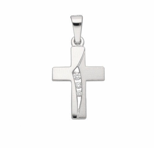 Adelia´s 925 Silber Kreuz Anhänger mit Zirkonia