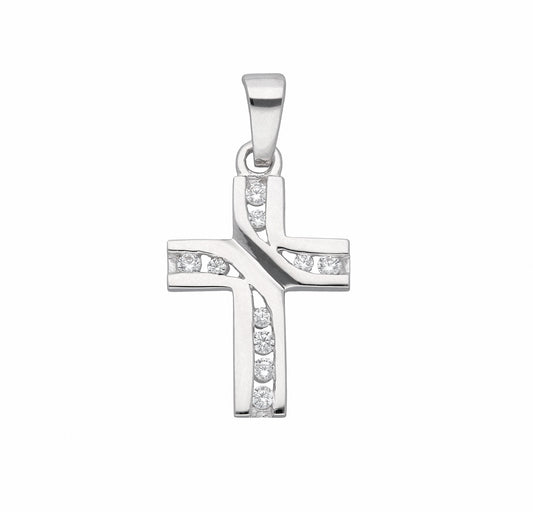 Adelia´s 925 Silber Kreuz Anhänger mit Zirkonia