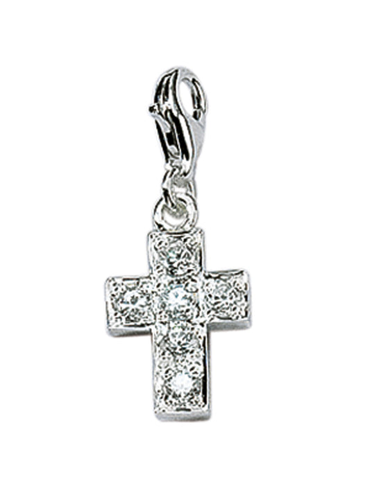 Adelia´s 925 Silber Charms Anhänger Kreuz mit Zirkonia