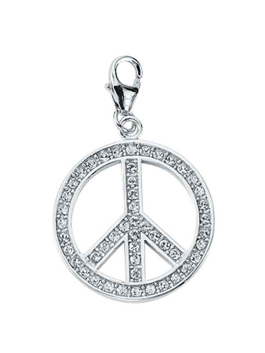 Adelia´s 925 Silber Charms Anhänger Peace-Zeichen mit Zirkonia Ø 22 mm