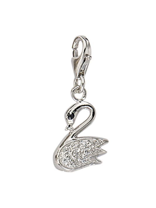 Adelia´s 925 Silber Charms Anhänger Schwan mit Glasstein