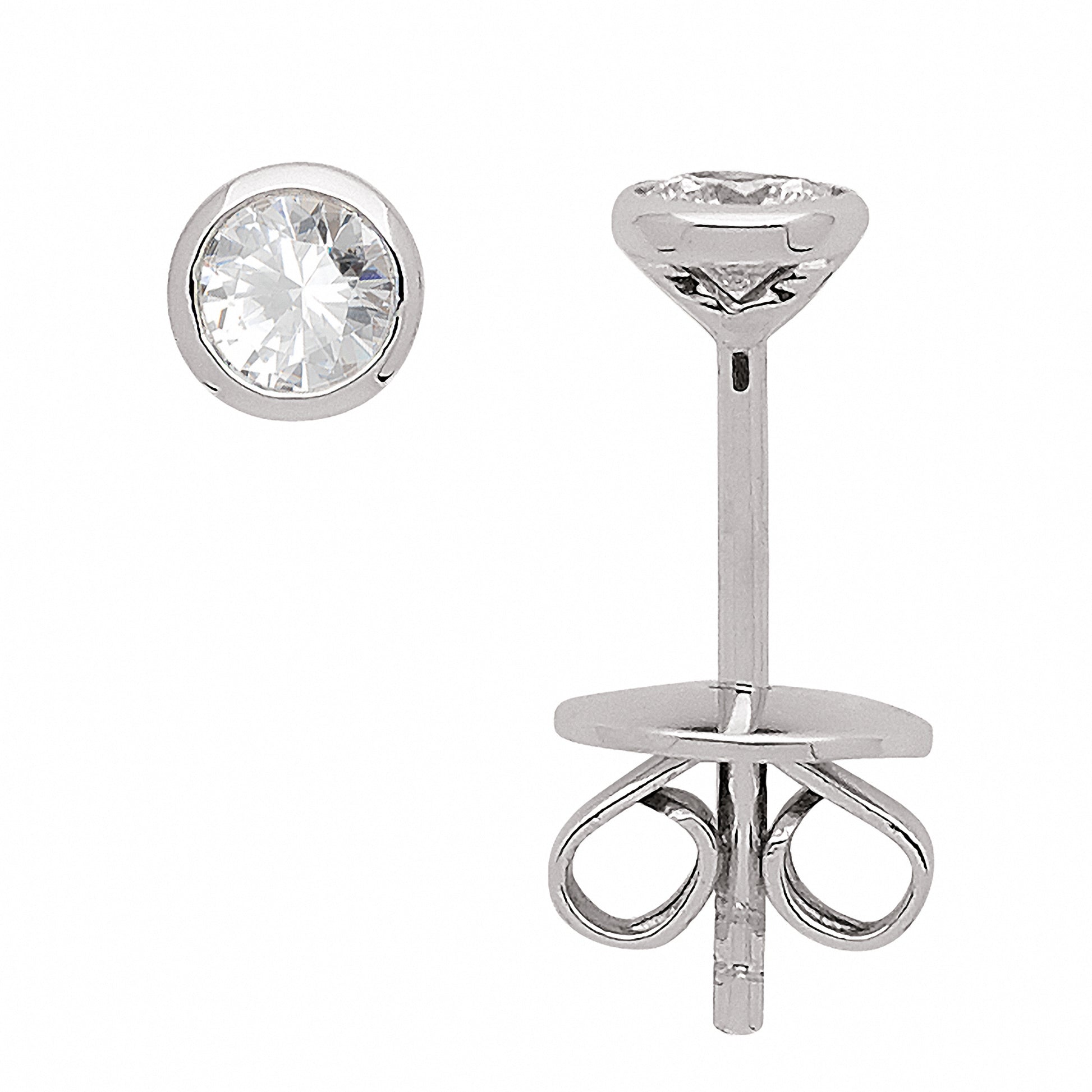 Adelia´s 585 Weißgold Ohrringe   Ohrstecker mit Diamant   Brillant Ø 4,1 mm