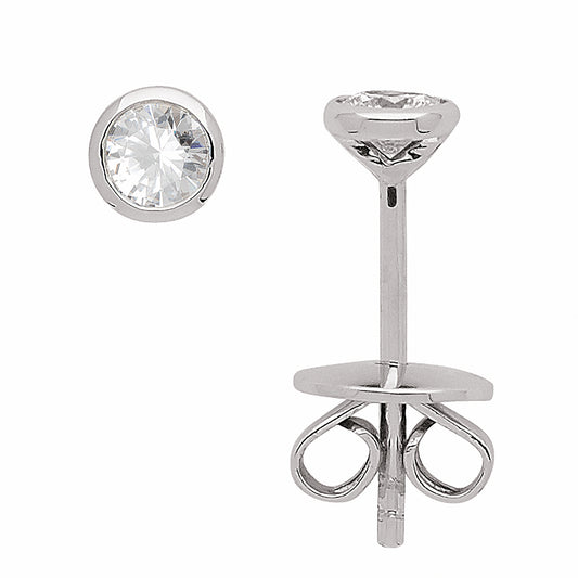 Adelia´s 585 Weißgold Ohrringe   Ohrstecker mit Diamant   Brillant Ø 4,1 mm
