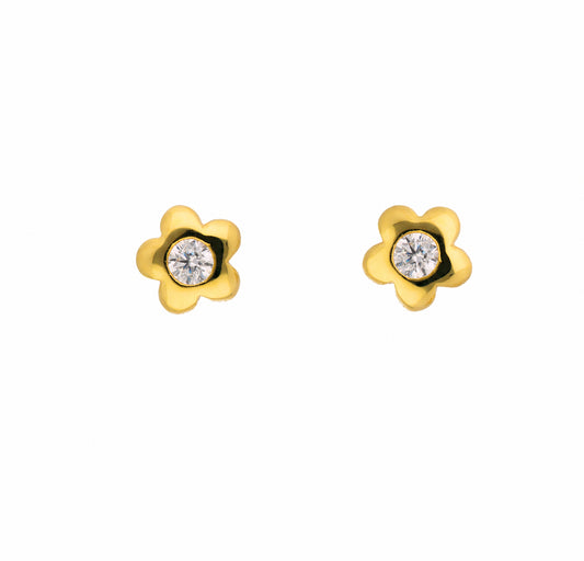 Adelia´s 585 Gold Ohrringe   Ohrstecker Blüte mit Zirkonia