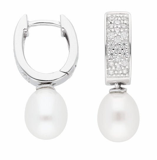 Adelia´s 925 Silber Ohrringe   Creolen mit Zirkonia Ø 11,5 mm