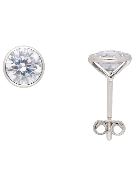 Adelia´s 333 Weißgold Ohrringe   Ohrstecker mit Zirkonia Ø 6 mm
