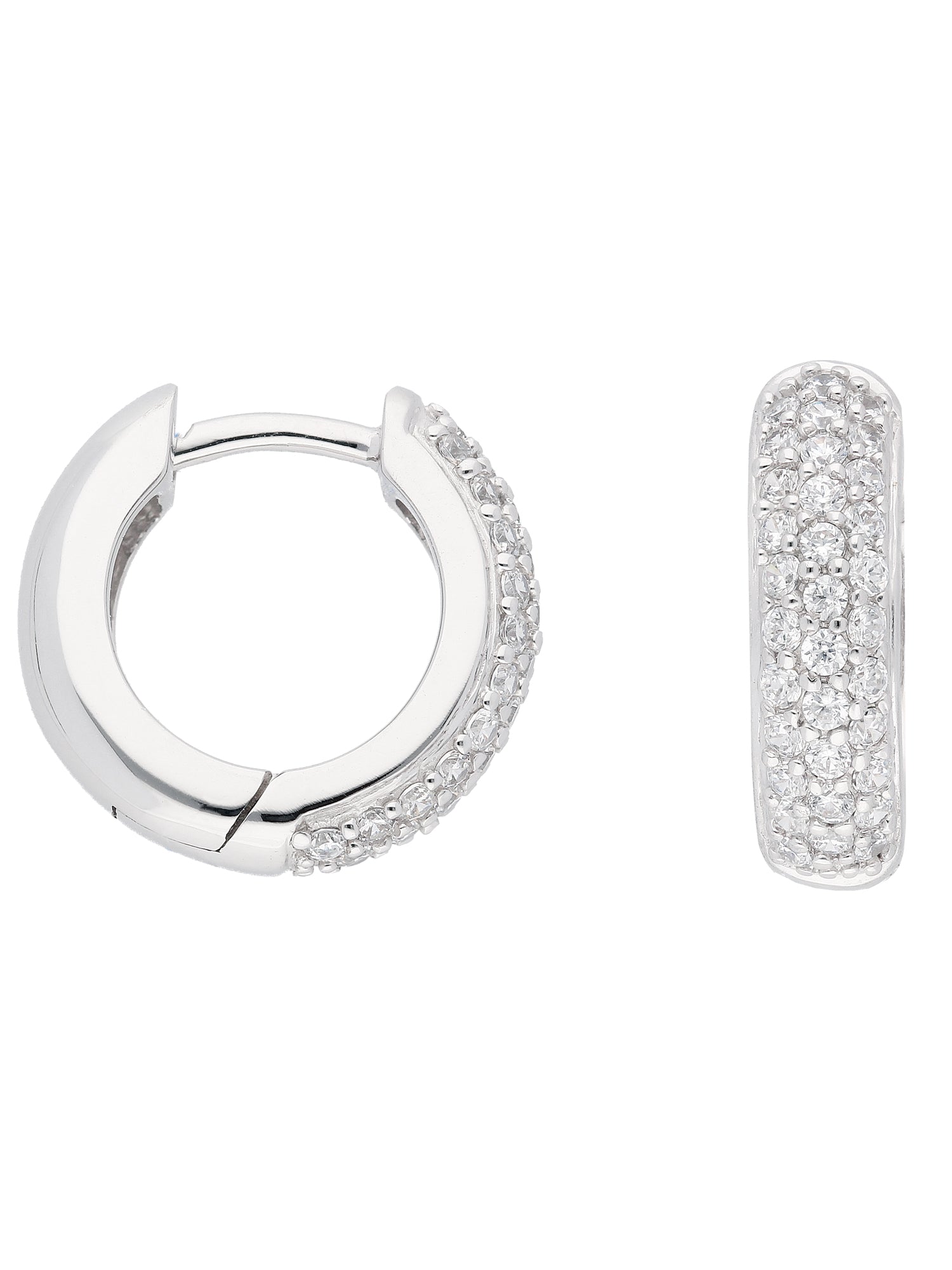 Adelia´s 333 Weißgold Ohrringe   Creolen mit Zirkonia Ø 13,9 mm