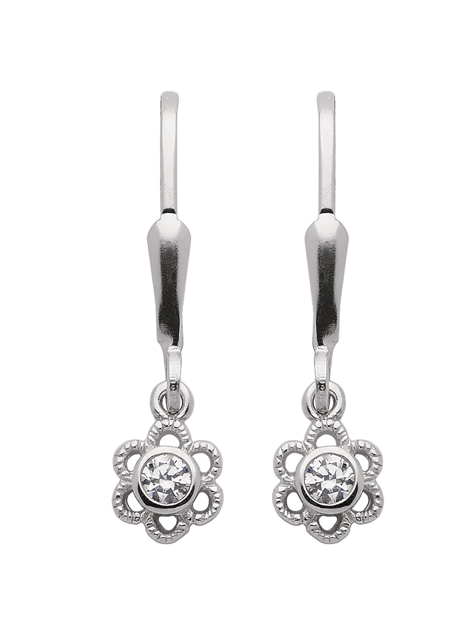 Adelia´s 925 Silber Ohrringe   Ohrhänger Blüte mit Zirkonia Ø 5,8 mm