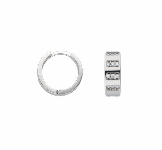 Adelia´s 585 Weißgold Ohrringe   Creolen mit Zirkonia Ø 12,4 mm