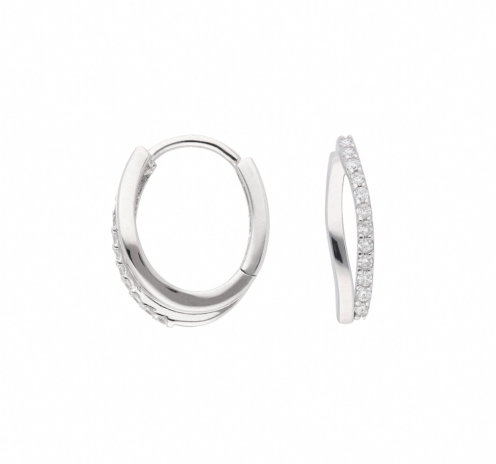Adelia´s 585 Weißgold Ohrringe   Creolen mit Zirkonia