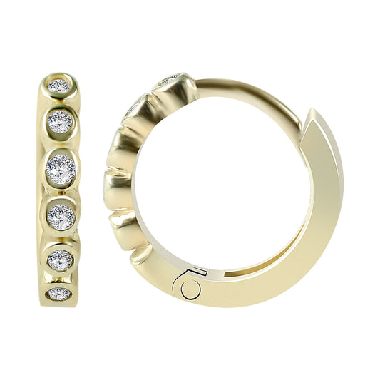 Damen Ohrringe – Klappcreole aus 585 Gold mit Zirkonia