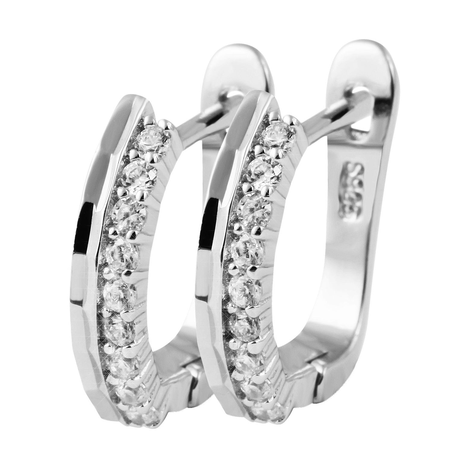 Damen Ohrringe – Klappcreole aus 925 Silber mit Zirkonia