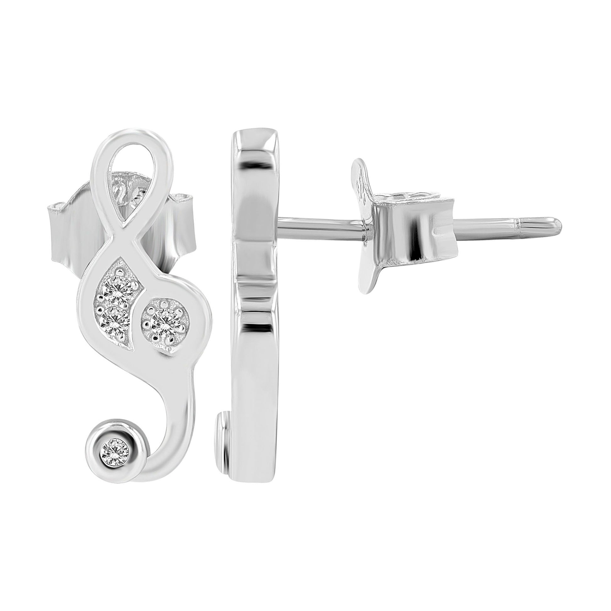 Damen Ohrringe – Ohrstecker Schlüssel aus 925 Silber mit Zirkonia