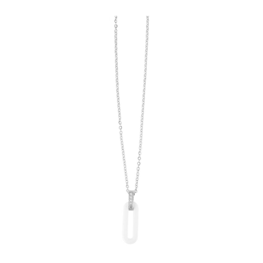Damen Halskette – Ankerkette aus Edelstahl mit Zirkonia 45 cm